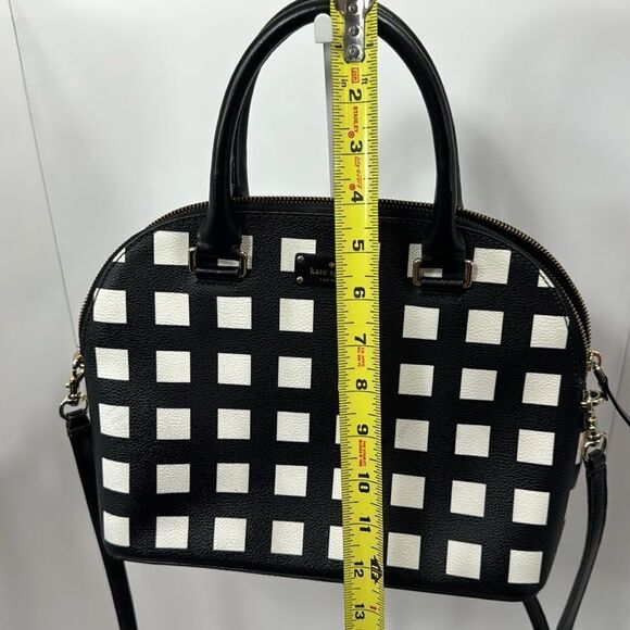 Kate Spade New York Black & White Checkered Satchel Crossbody Bag Structured - Picture 13 of 14